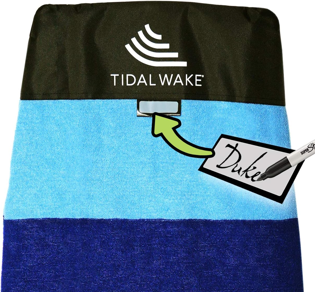 Tidal Wake TAG-IT Surf & Wake Board Socks, SNUB NOSE STYLE, Built-In Tag to Personalize with Your Name, 58" Long, 21" Wide