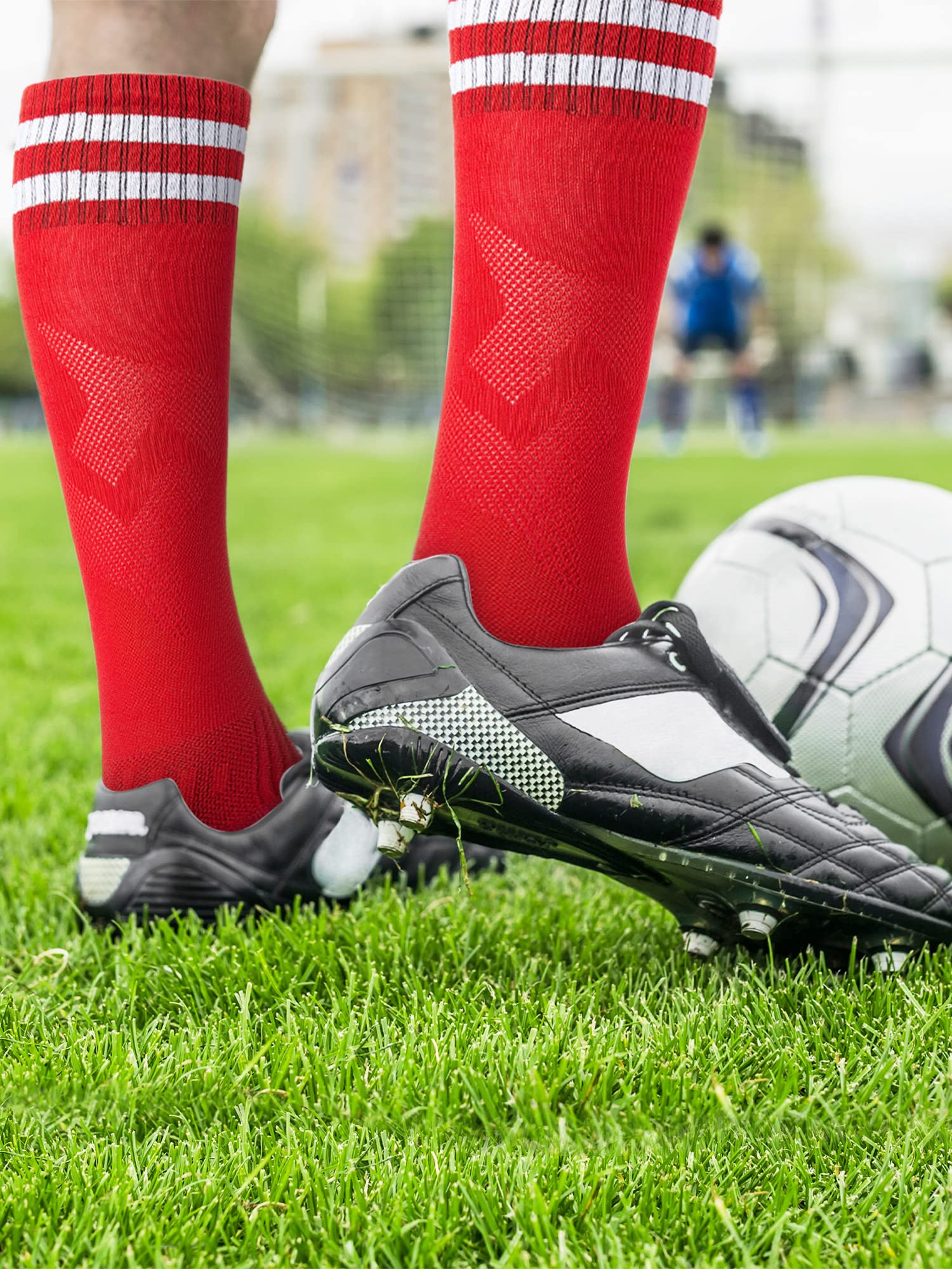 Sintuff 18 Pairs Soccer Socks Colorful Knee High Tube Socks Stretchy Football Baseball Stripes for Men Women Teens Team