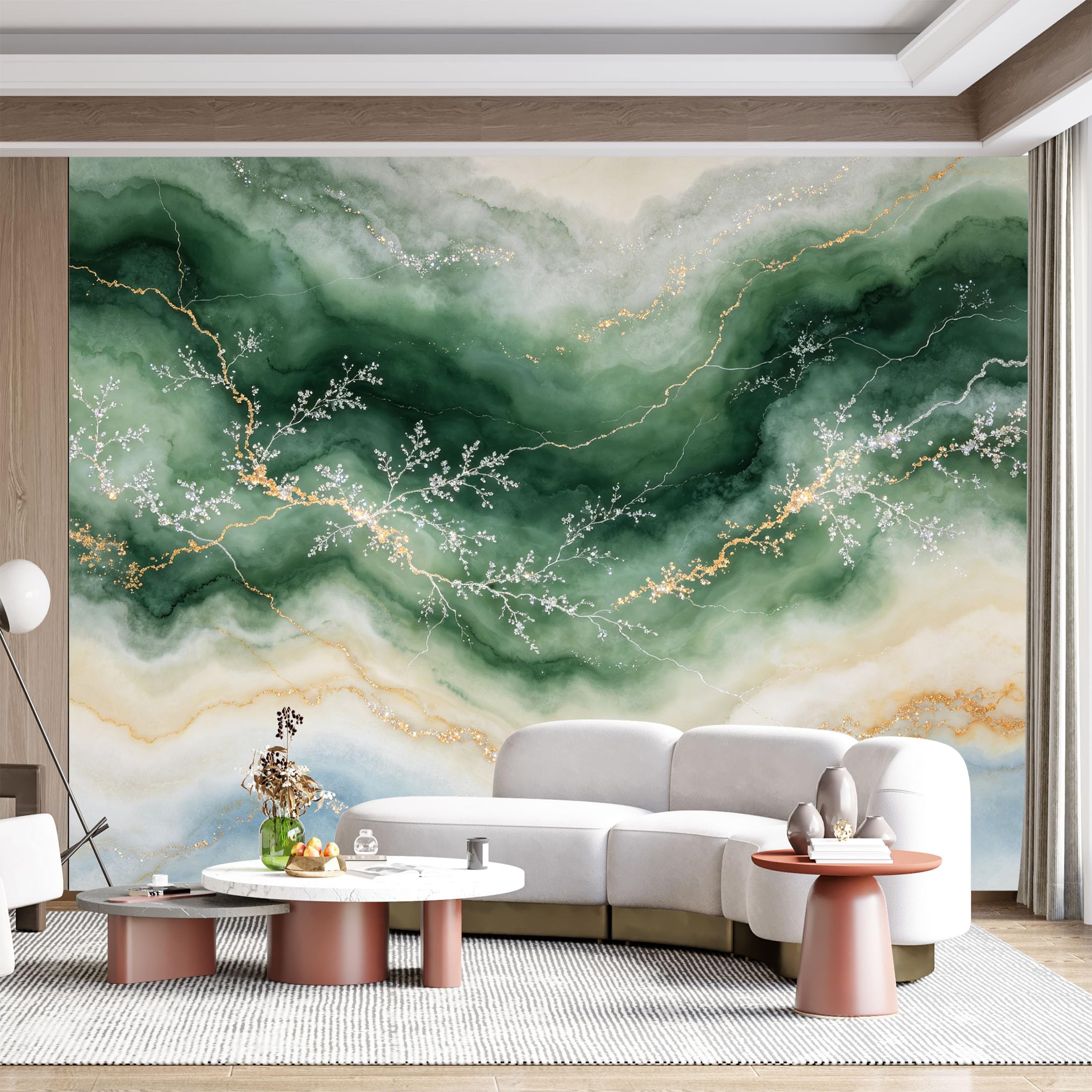 Custom Size Wall Mural Abstract Agate Marble Geode Nature Landscape Watercolor Gold Leaf Glitter Swirl SelfAdhesive Wall Fabric Removable for Home Office Decor