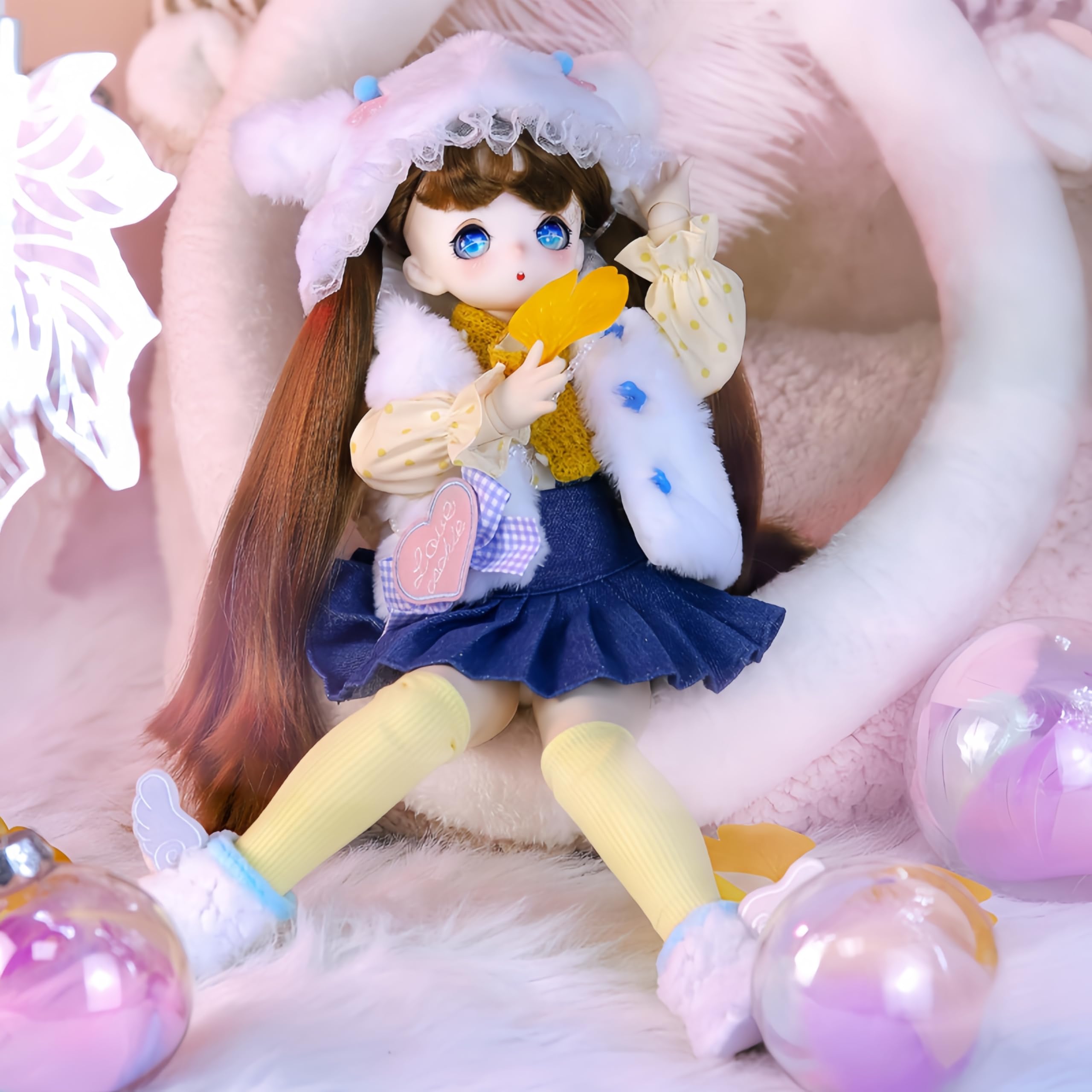 Amazon.com: 1/4 BJD Doll Kawaii Doll Move Joints Handmade Makeup