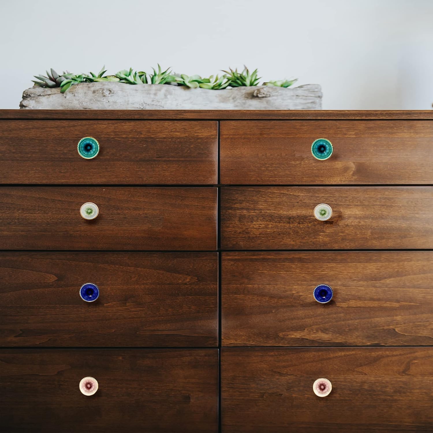 Perilla Home Marrakesh Mix Ceramic Knob (Set of 8) Decorative Knobs for Home Kitchen Cabinet Hardware Cupboard Door Dresser Wardrobe and Drawer Pulls