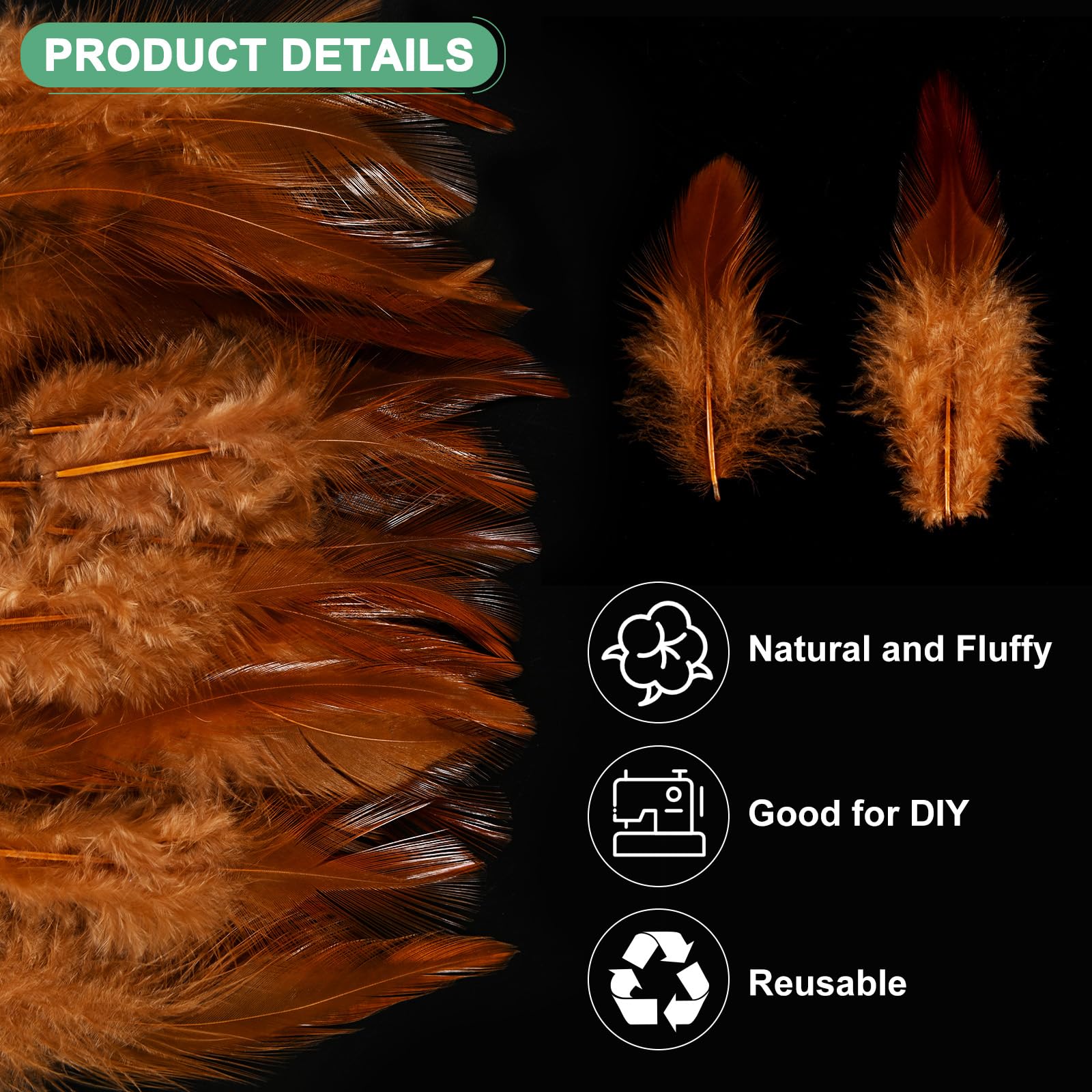 M METERXITY 300-Pack Saddle Hackle Rooster Feather - Image 2