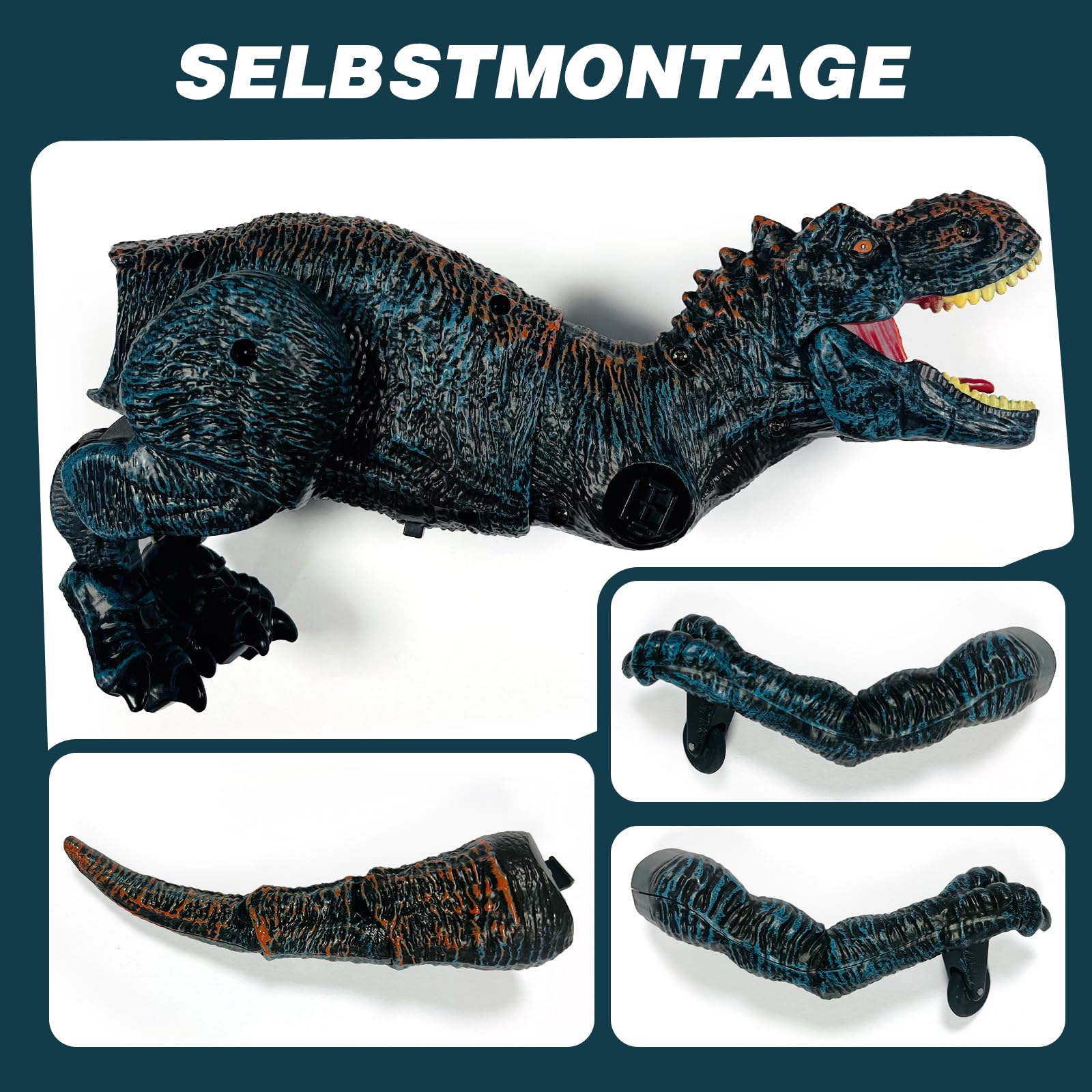 Sunrad Kinder Ferngesteuertes Dinosaurier Spielzeug,Elektronik T-Rex Dino Spielzeug mit Spray, Licht,Brüllen,Realistische Gehbewegungen,Geschenk für Jungen und Mädchen