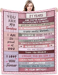 Joyloce 21st Birthday Gifts For Her Blanket 60"X50", 21st Birthday Decorations - Turning 21 Gifts For Women - 21st Birthday Gift Ideas - 21 Bday Decorations - Best Gifts For 21 Year Old Women Blankets
