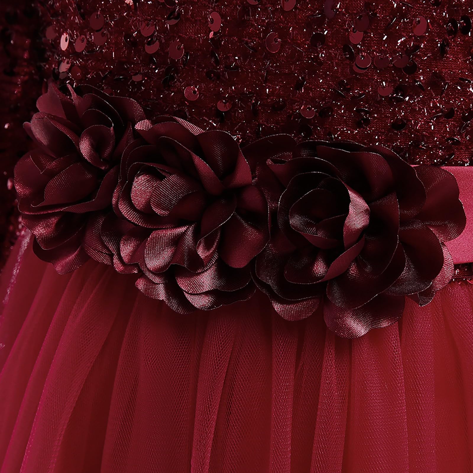 Blumenmädchenkleid, langärmelig, Pailletten, Tüll, Prinzessin, Festzug, Kleider, Kindergeburtstag, Brautjungfer, Hochzeit, Party, formelles Ballkleid