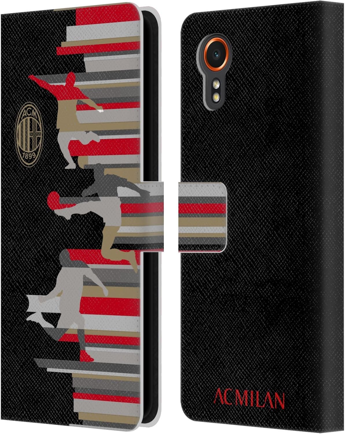 Head Case Designs Officially Licensed AC Milan Silhouette Adults Leather Wallet Case Compatible with Samsung Galaxy Xcover7 5G