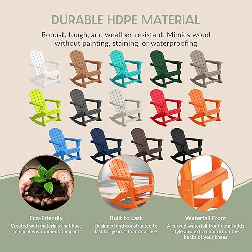 Miniatura 6 de WestinTrends Malibu - Mecedora para exteriores, resistente a todo tipo de clima, de madera de polietileno, silla mecedora clásica para porche,