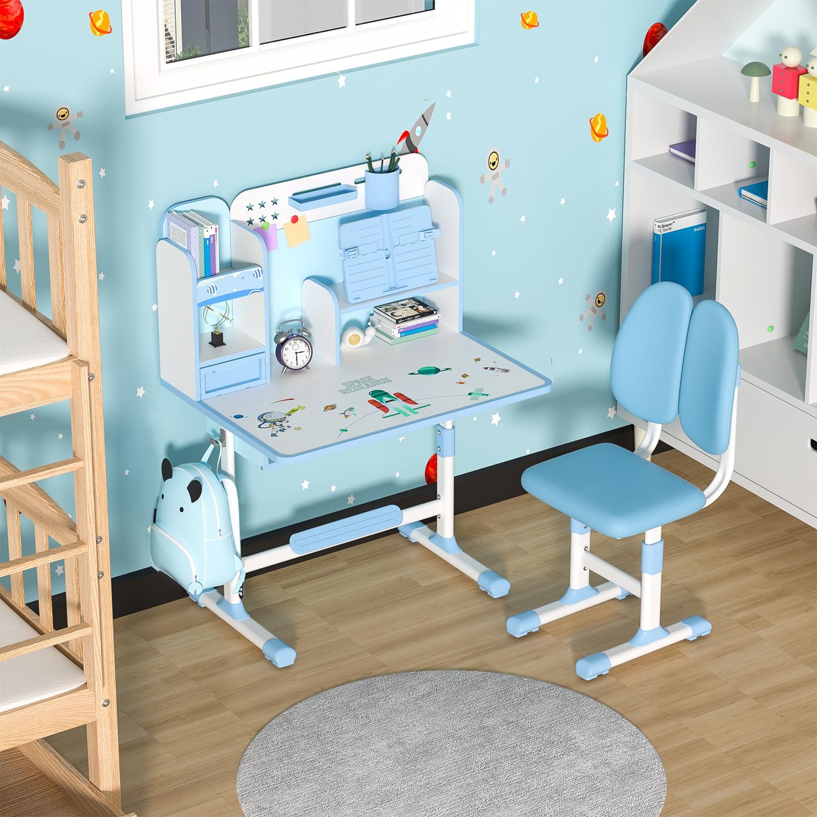 Kids Table And Chairs Kids Adjustable Height Desk & Chair Set With LED ...