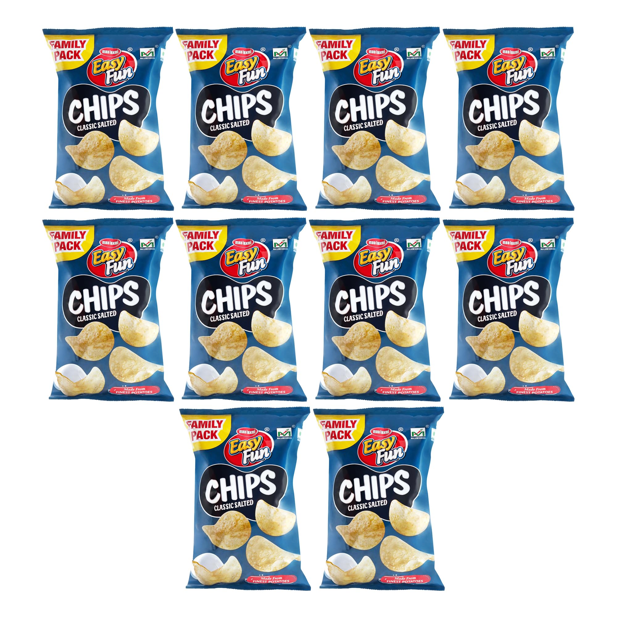 EasyFun No Palm Oil Classic Salted Potato Chips | Crispy & Crunchy Potato Wafers | Fresh Family Pack Snacks | Authentic Indian Salted Munchies | Tea-Time Party Snack | Light & Savory Potato Chips | Pack of 10-image-37