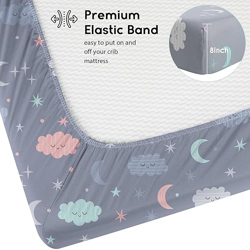 Miniatura 64 de Yoofoss Sábanas para cuna de bebé para niños y niñas, paquete de 2 sábanas bajeras para cuna estándar y colchón de niño pequeño, sábana de Panda
