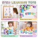 Blocs magnétiques, Cubes magnétiques STEM Blocs d'aimants pour enfants 3-5, Jouets de voyage pour les tout-petits, Jouet d'autisme sensoriel préscolaire Montessori, Cadeaux pour 3 4 5 6 7 Année Filles, Garçons Construction Jouets Âge 3+