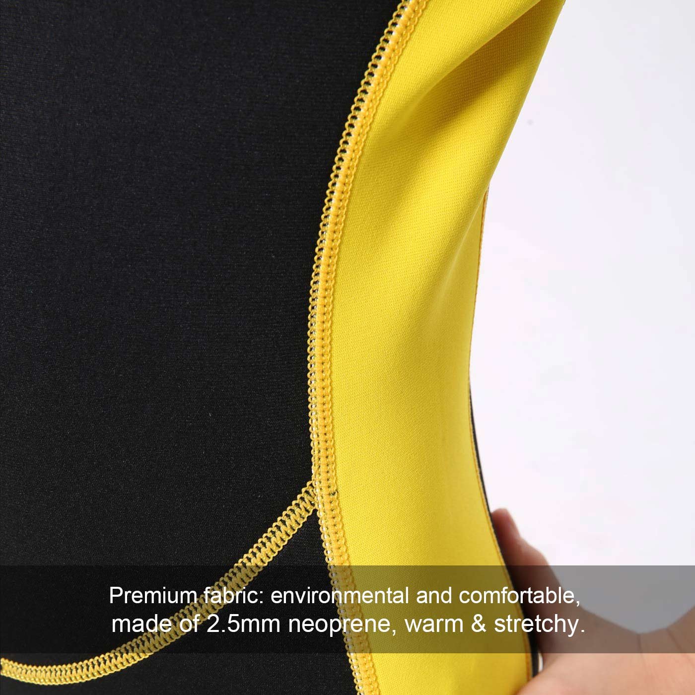 HISEA Combinaison de Plongée Enfant Unisexe en Néoprène 2.5MM Anti Froid pour Natation Plongée Sports Nautiques Noir et Jaune Age Adapté 11-12 Ans