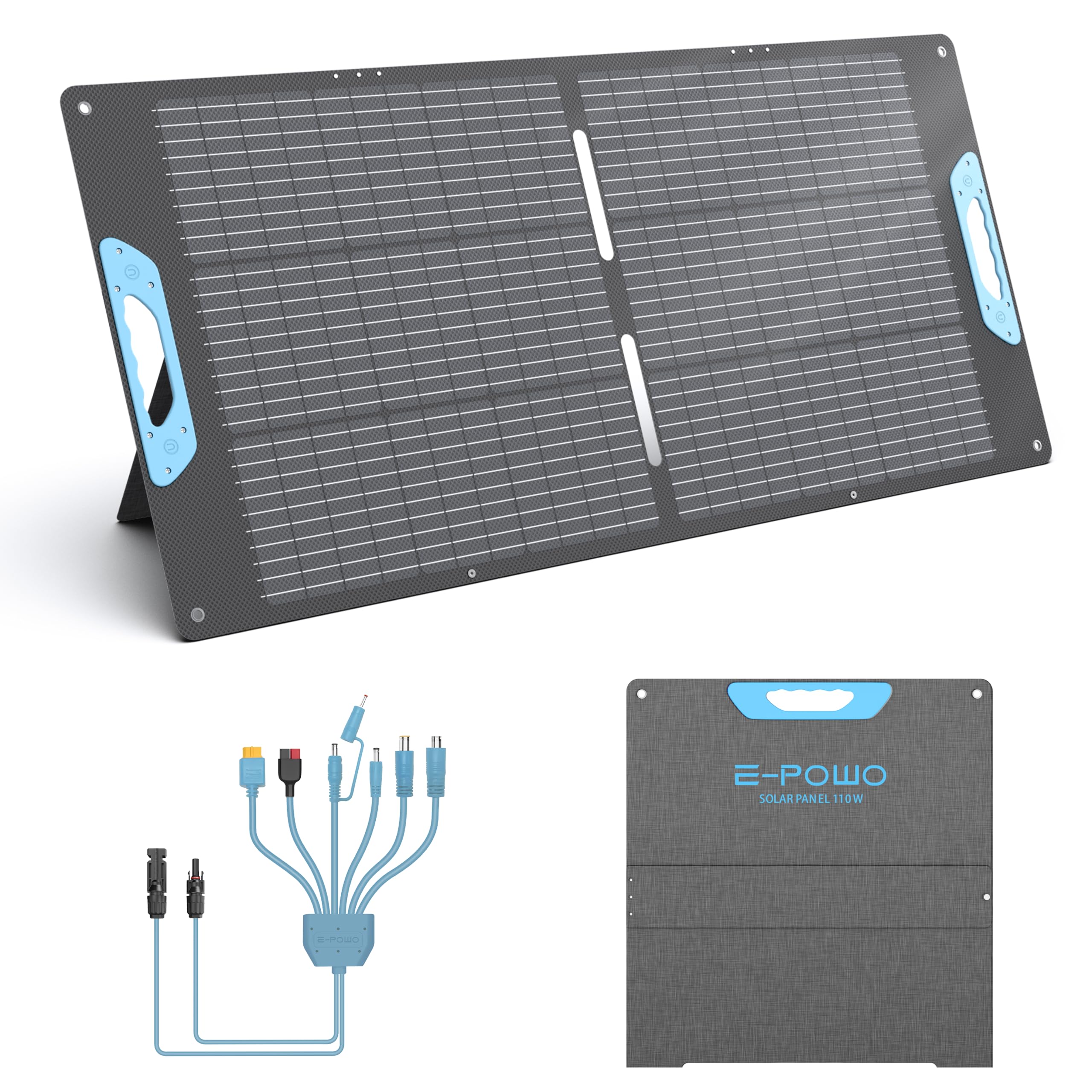 Faltbares Solarpanel 110W USB-C PD 65W USB-A QC 3.0 IP67 ETFE Ladegerät Camping Wohnmobil