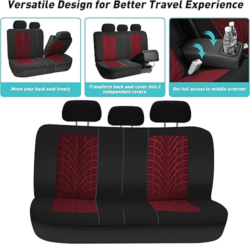 Miniatura 5 de FH Group - Juego completo de fundas de asiento de automóvil de tela de alta calidad, para asientos con respaldo bajo con reposacabezas extraíble,