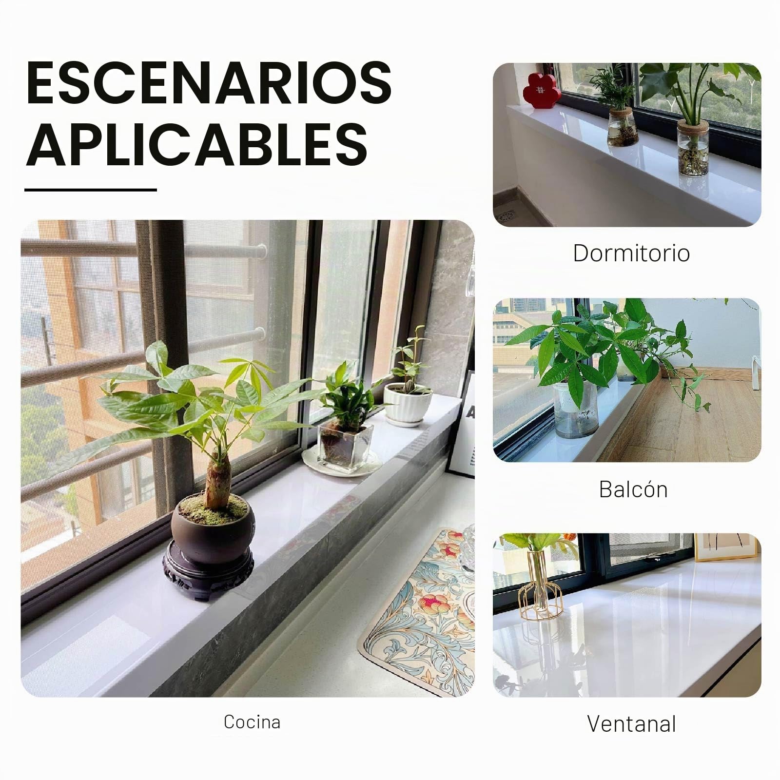 Alfeizar Ventana Cubiertas para Alféizares de Ventanas con Acabado de Acrílico grosor 9 cm cultar rayones para Hormigón Cemento Alféizar no es fácil deformar ni agrietar