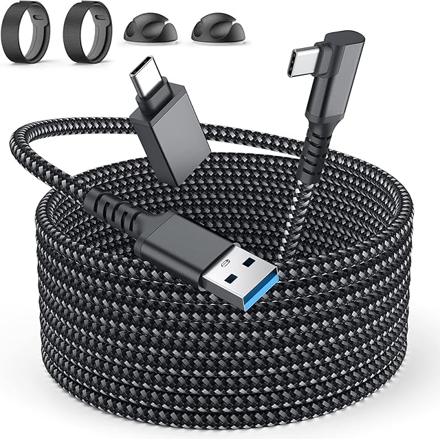 Link Cable for Oculus Quest 2 5m Omnisee USB 3.0 Type A-C, High-Speed Gaming Accessories Data Transfer Link for VR Headsets/ Steam VR/ Gaming PC Compatible with Oculus Quest 2 Phones Tablets