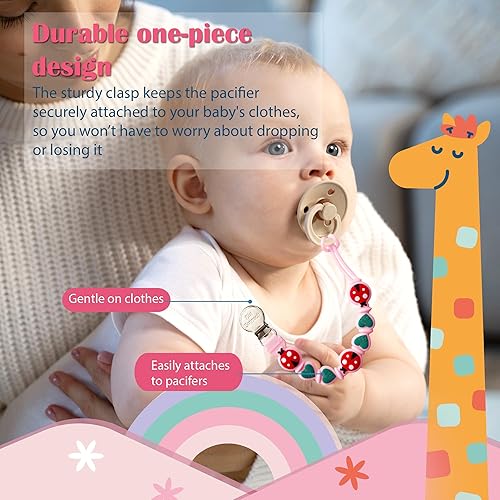 Miniatura 3 de Clips de silicona para chupetes para niños y niñas, soporte para chupete personalizado clips neutros y lindos para bebés dentición, suavizantes, sin