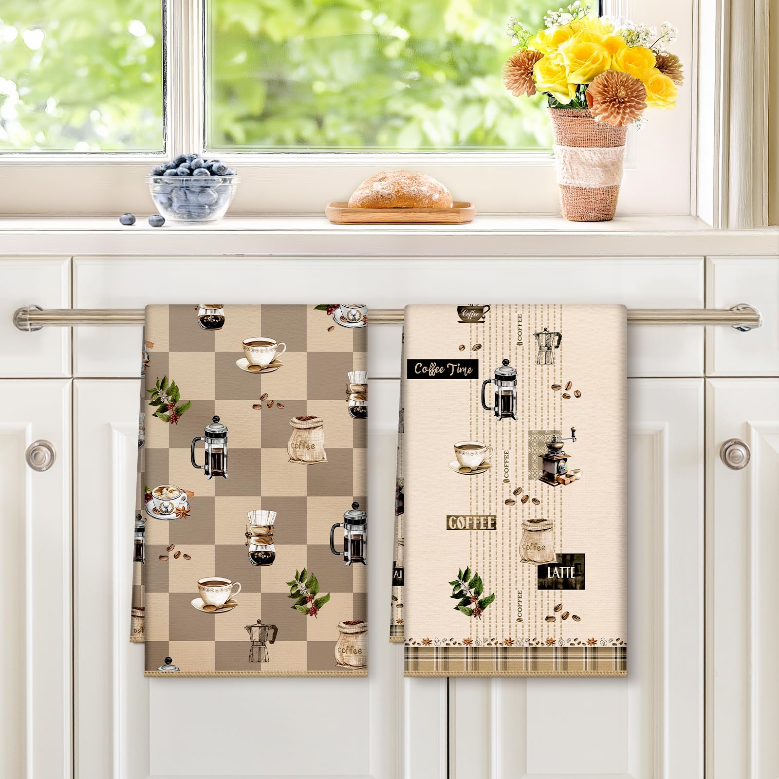 Ręcznik kuchenny z mikrofibry do kawy 2 szt., 40 × 60 cm miękkie chłonne ściereczki do herbaty, gruba ściereczka do naczyń na imprezę, piknik, ślub, dekoracja do jadalni na świeżym powietrzu