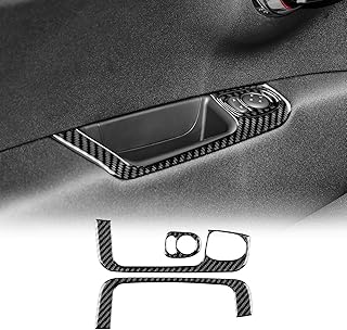 KUNGKIC For Fiat 500 2008-2023 Abarth 595/595C 2012-2023 695 2017-2023 Interior Door Car Control Panel Window Glass Lifting Switch Console Cover Carbon Fibre Indoor Accessories Gift (Black)