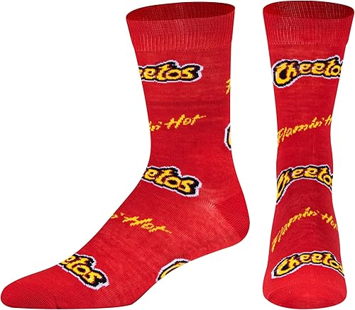 Miniatura 2 de Crazy Socks - Flamin' Hot Cheetos Crew Socks - Calcetines novedosos con chips de comida - Tamaño grande para hombres y mujeres - Ropa divertida