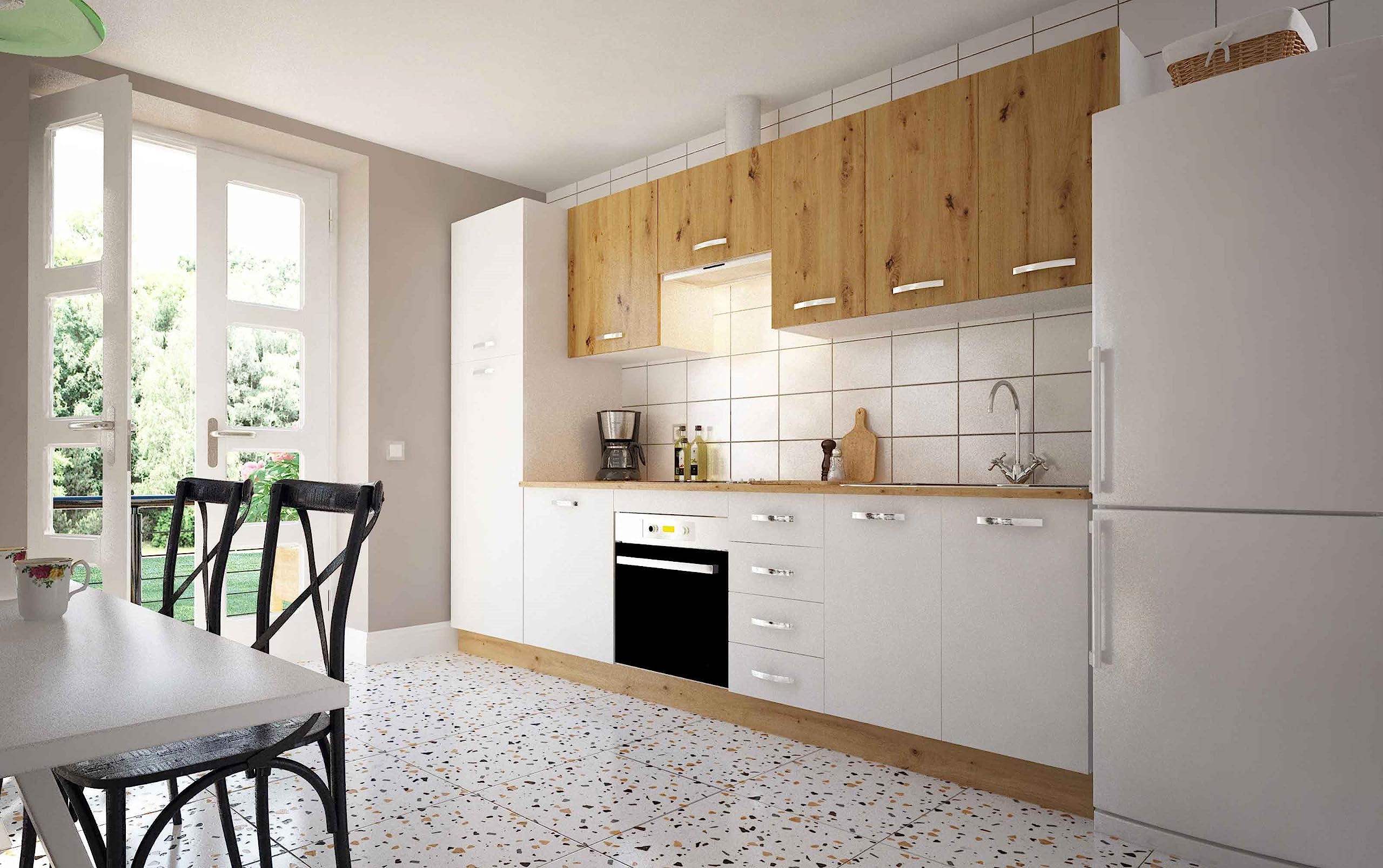 HOGAR24 ES - Mueble Alto de Cocina para Colgar 2 Puertas Color Roble Albar, Medidas: 70 x 80 x 33 cm