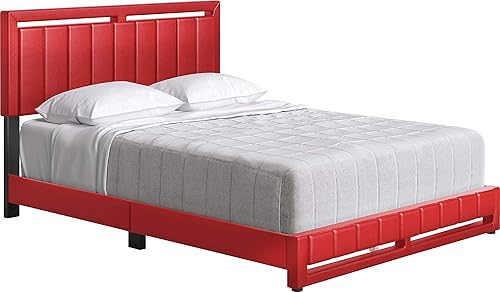 Miniatura 70 de Boyd Sleep Beaumont - Cama de plataforma tapizada con cabecero, base de colchón con 14 soportes de listones de madera, no requiere somier, piel