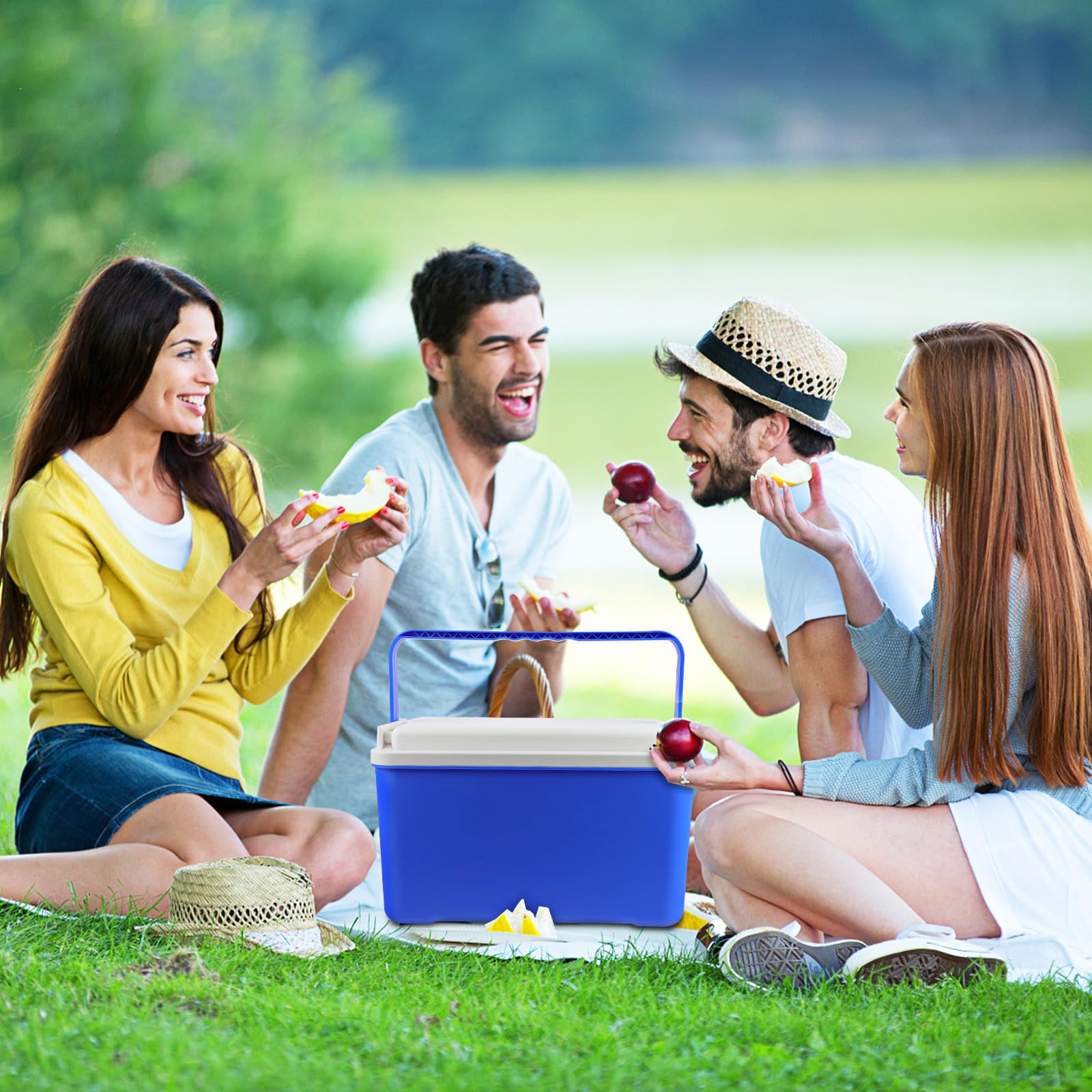 Nevera Portátil para Picnic de 12 L en PVC con Asa Azul