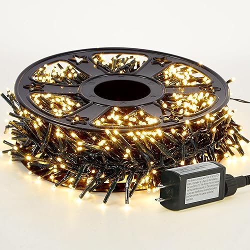 Luces de Navidad blancas cálidas de 82 pies para exteriores con 8 modos, IP44 impermeable, enchufable, para árbol de Navidad, patio, jardín,