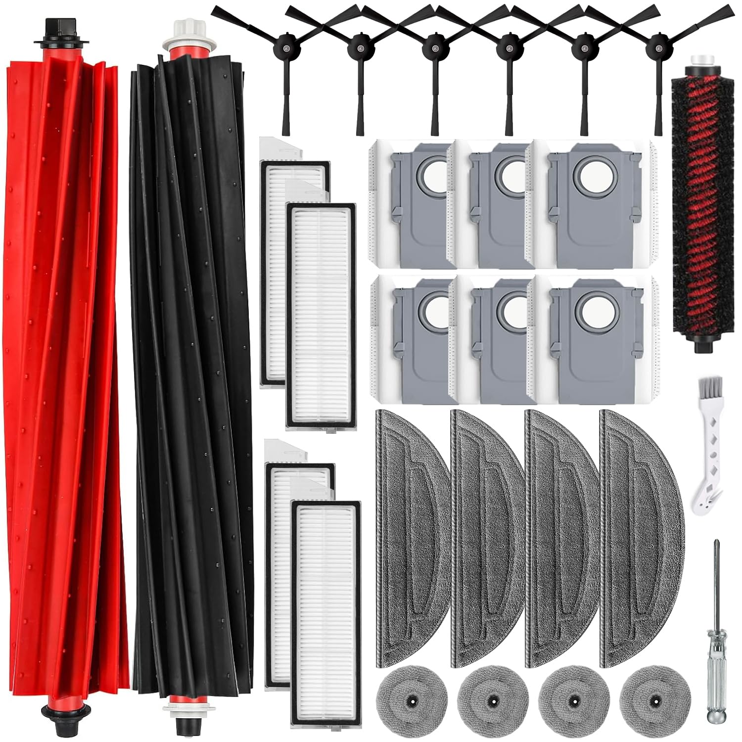 Accesorios Recambios para Roborock S8 MaxV Ultra /S8 Max Ultra, 2 Cepillo Principale, 4 Filtros, 6 Bolsas de Polvo, 4 Mopas, 4 Mopas Laterales, 1 Cepillo de Autolimpieza, 6 Cepillo Laterale