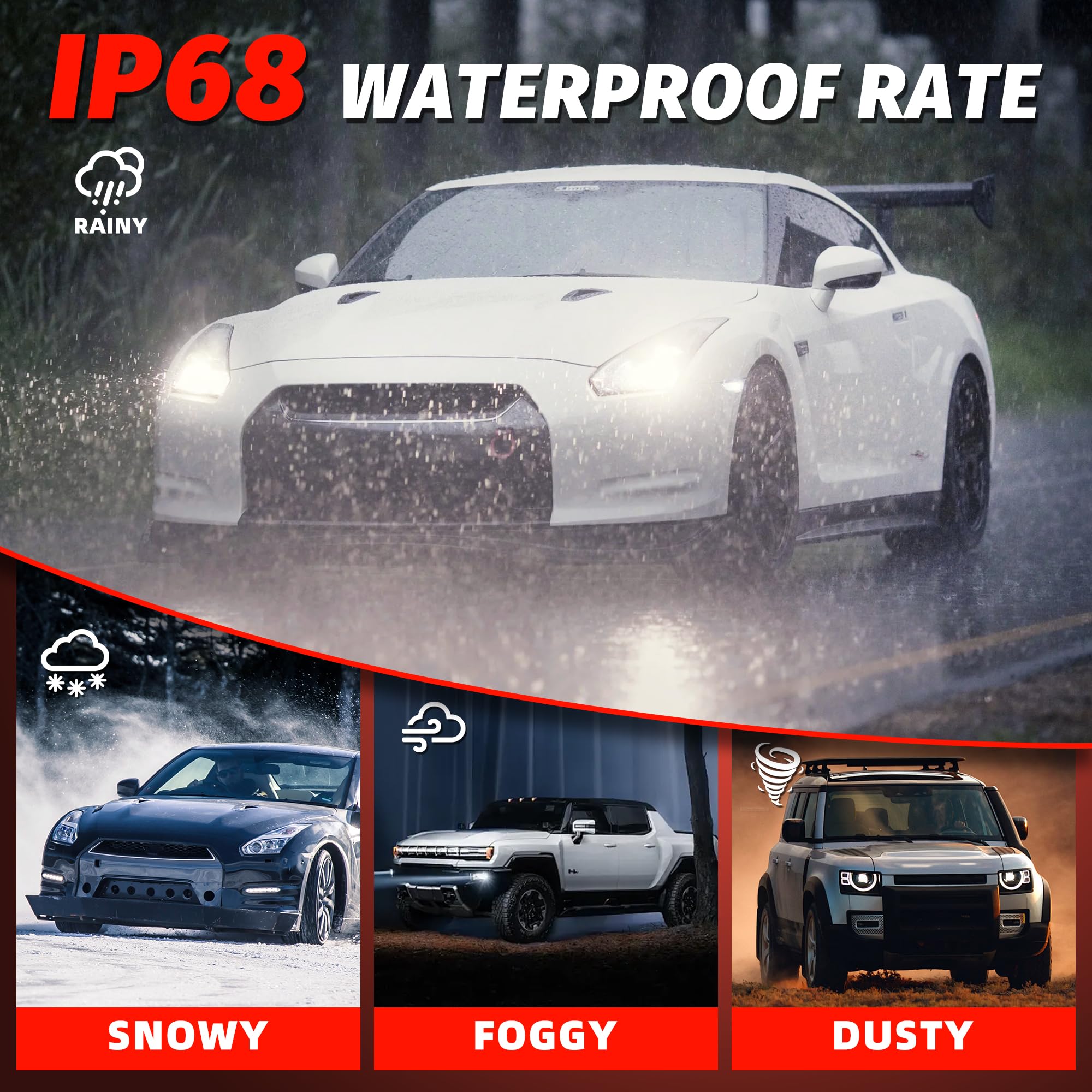 4WDKING H11 led light bulb 6500K 300 Brightness Upgraded led lights 12000 Lumens Plug and Play Non-polarity 2PCS — view 3