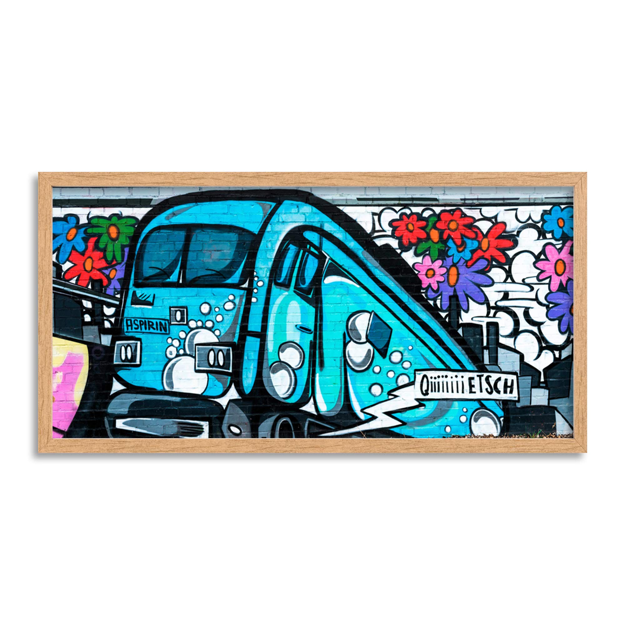 Wee Blue Coo Graffiti Subway Train Long Panel Framed Wall Art Print