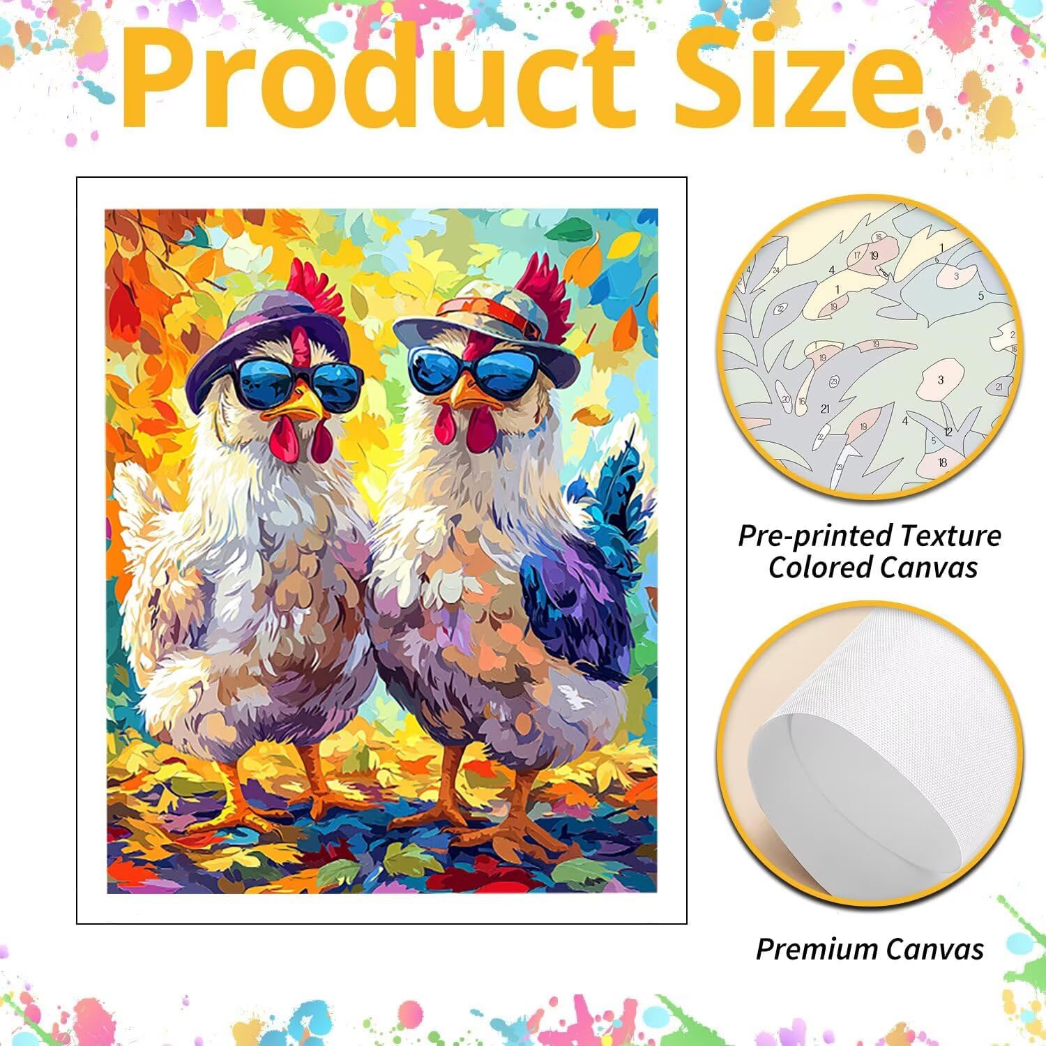 WEISHIWE Dipingere con i Numeri Adulti Gallina animale, 80x100cm s-183 | Paint by Numbers Kit con Pennelli e Acrilico Pigmento, Fai da te Olio La Pittura di Numeri Kit, Decora la Casa, senza Cornice