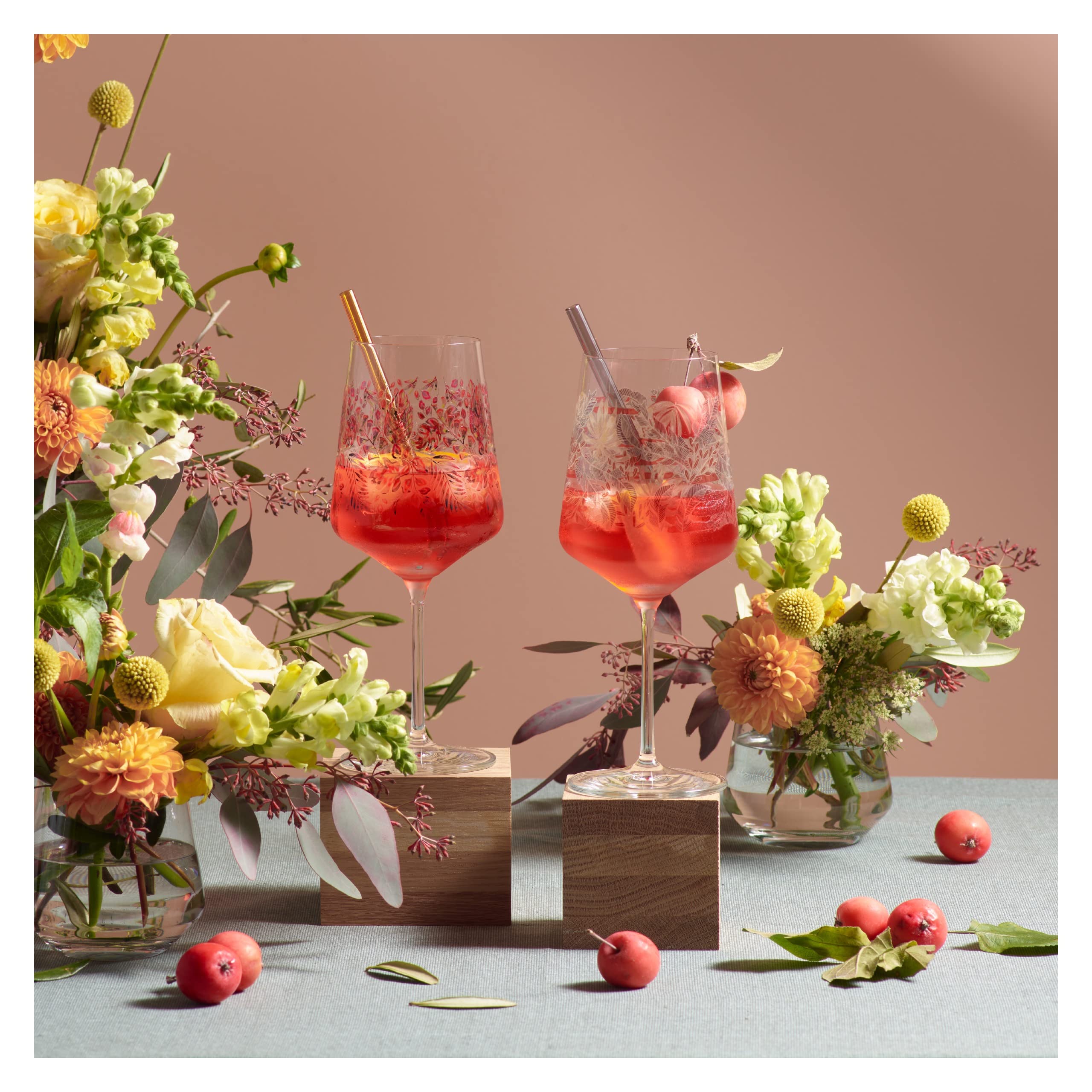 RITZENHOFF 2841016 Bicchiere da aperitivo 500 ml - Serie Sommerrausch No. 16 - Bicchiere da aperitivo motivo fogliame arancione - Made in Germany