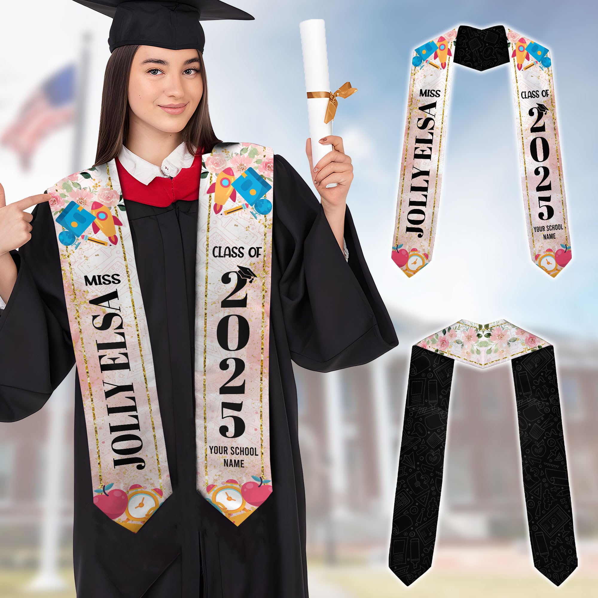 MonkeyVan Custom Class Of 2025 Teacher Graduation Stole, Teacher Graduation Sash, Teacher Pencil Grade Honor Stole Grad 2025 Tc 2