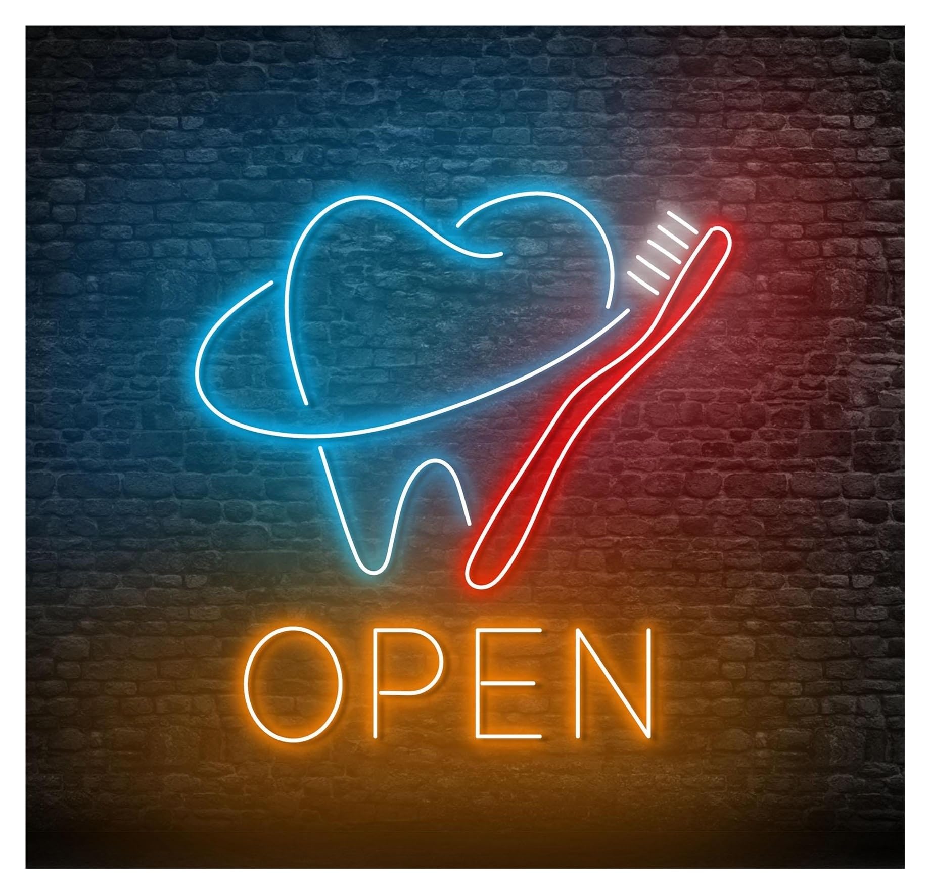 Hanging Art Neon Signs Dentist OPEN Neon Sign Reception Or Hygiene Room Storefront Window Display Business Entrance Decor 50cm