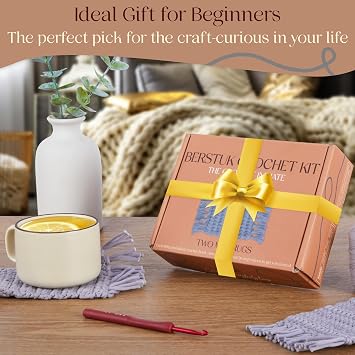 Absolute Beginner Crochet Kit for Adults - Easy Learn-to-Crochet Starter Set | Includes All Essentials for Crafting Mug Rugs - Perfect DIY Gift for Knitting and Crocheting Lovers