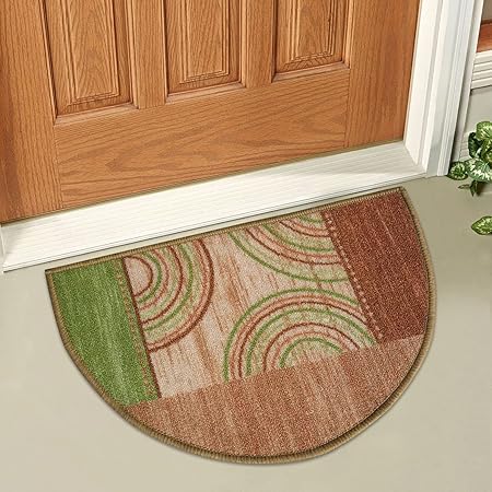 Status Contract Interieur Nylon Semi Circle/D-Shape Washable Dirt Trapper Entrance Floor/Door Mat (Multicolour, 15 x 23 Inch) - Pack of 2 Pieces
