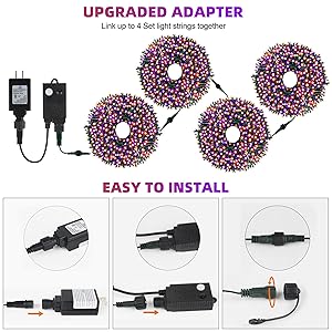 Chuya Halloween Light Decor Music Orange Purple Lights105FT 300 LED String Fairy Lights 6 Modes UL588 Waterproof Outdoor Indoor Decoration for Party Garden Christmas