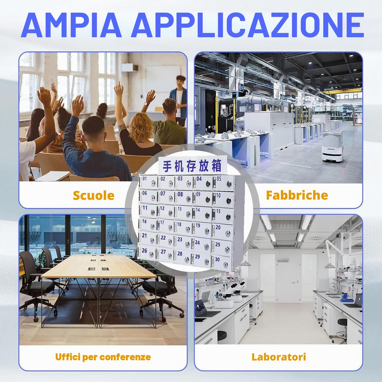 Armadietto a Muro per Cellulare, in Acrilico, con 20/30/40 Slot, per la Scuola e L'Ufficio, per Cene, L'Ora di Andare a Dormire e Il Tempo in Famiglia,30Slot
