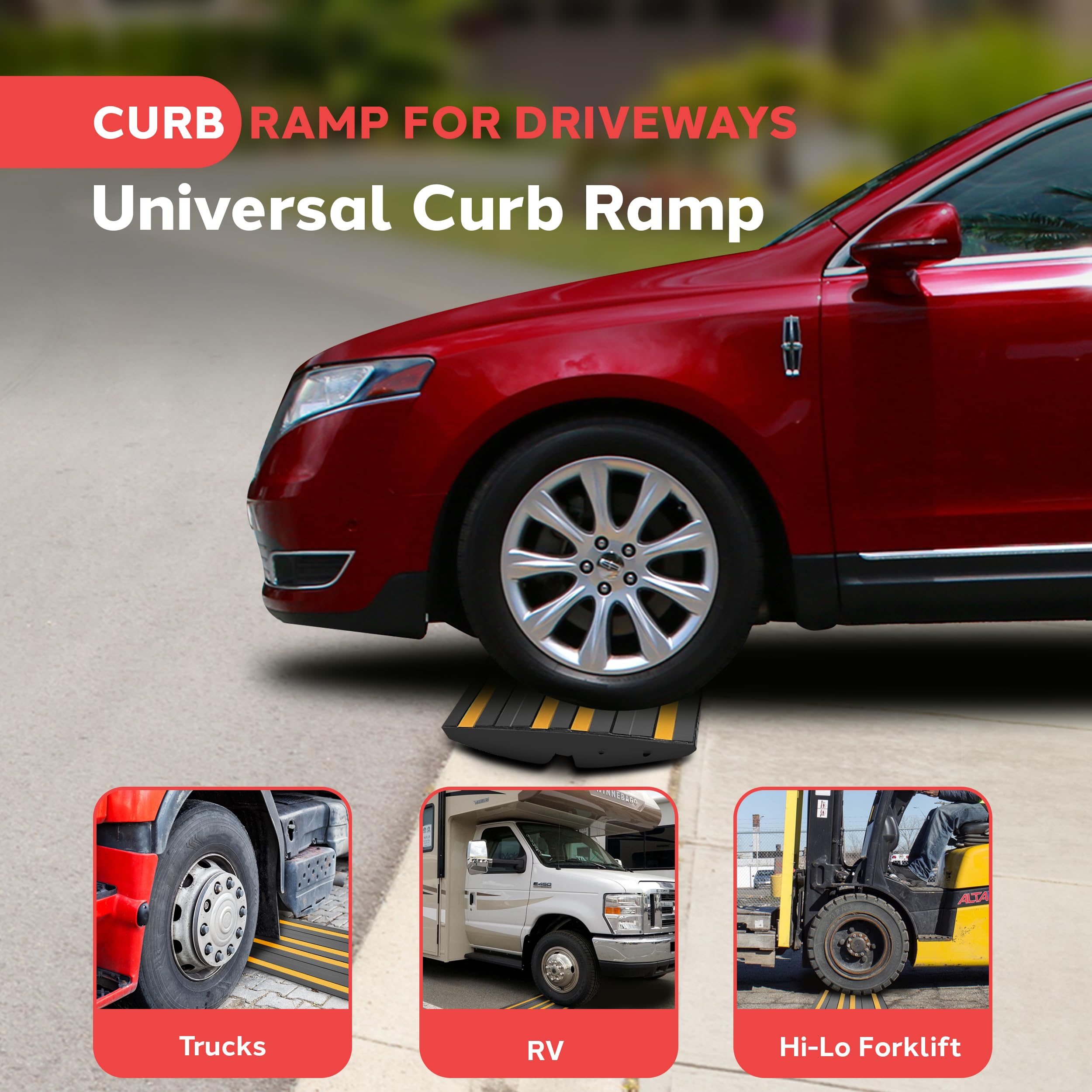 Pyle Curb Ramp Pyle 1ft Rubber Curb Ramps 2-Pack - Heavy Duty Driveway ...