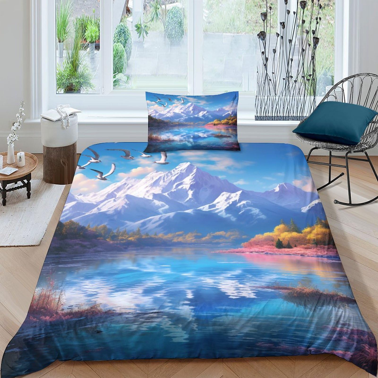 Housse de couette enfant anti-plis literie 135x200cm facile à laver pour lit simple