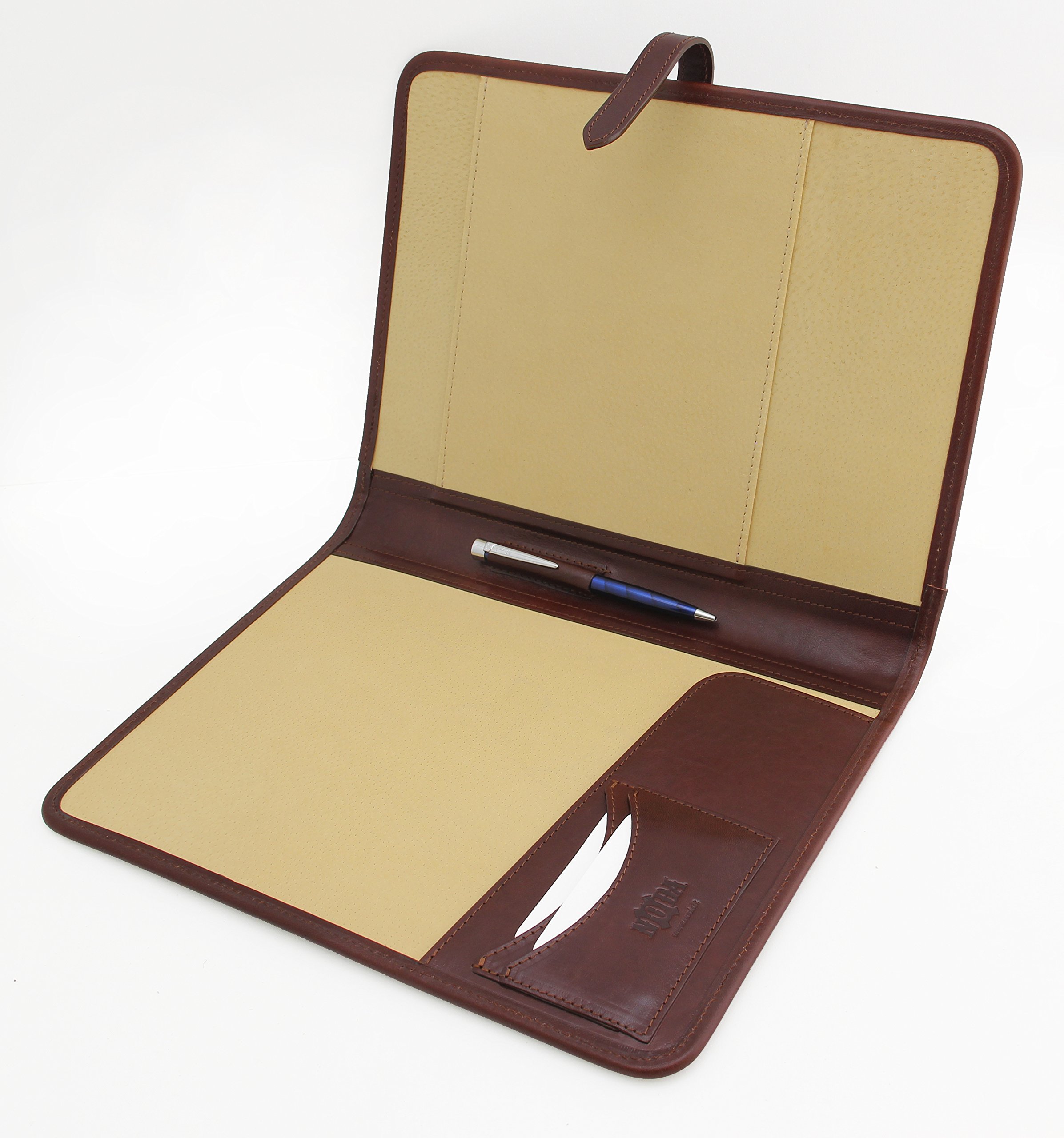 Carpeta de presentación profesional de piel italiana tamaño A4 para conferencias de negocios, carpeta de notas, cartera, funda de escritura marrón