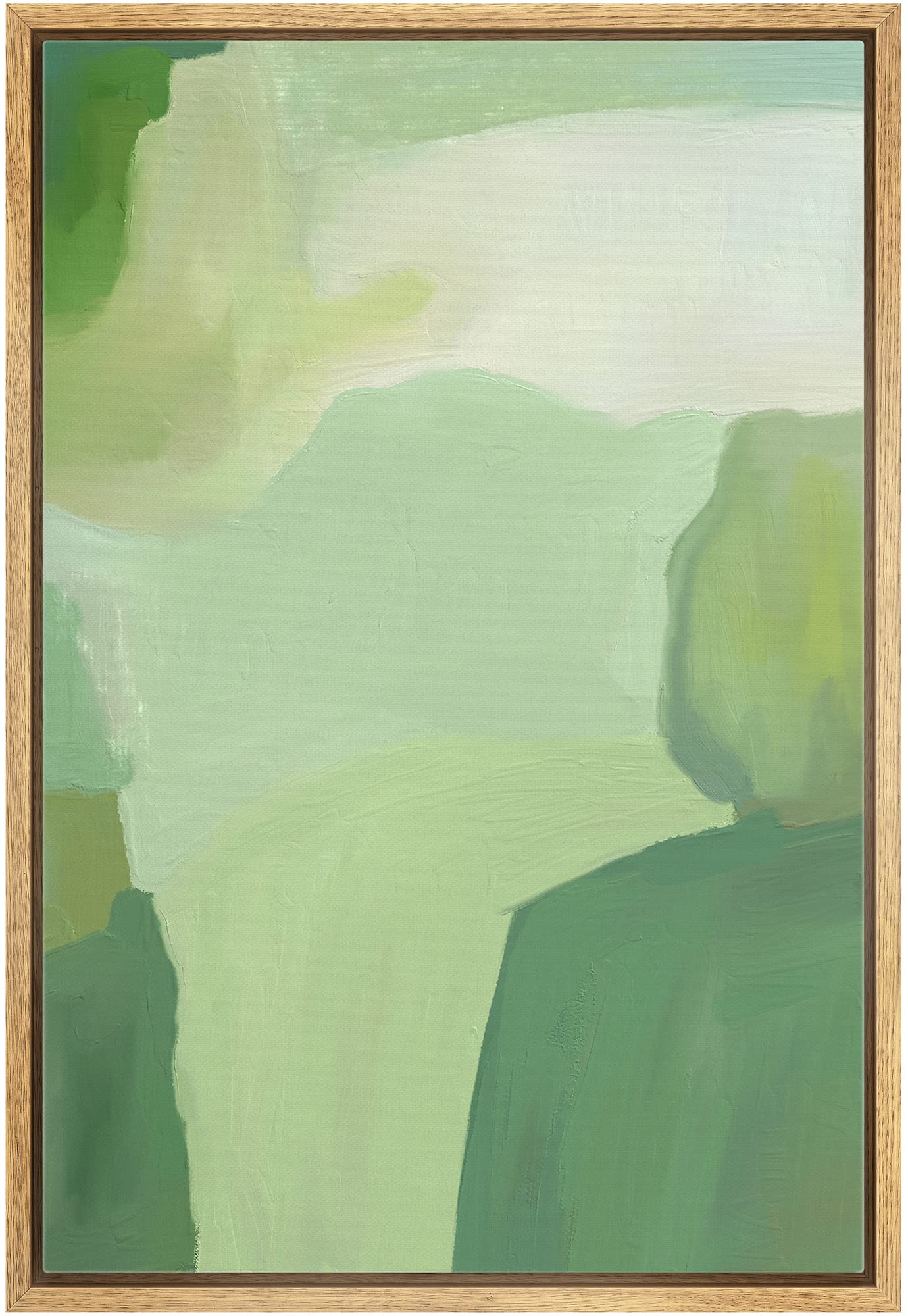 MUDECOR Framed Canvas Print Wall Art Mint Green Paint Stroke Landscape Abstract Shapes Illustrations Minimalism Decorative Relax/Zen Colorful Nordic