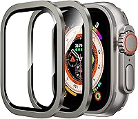 Vista 1 de WSKEN para Apple Watch Ultra 3/Ultra 2/Ultra Protector de pantalla 49mm, vidrio templado 9H + marco de aleación de titanio, [Mantener original]