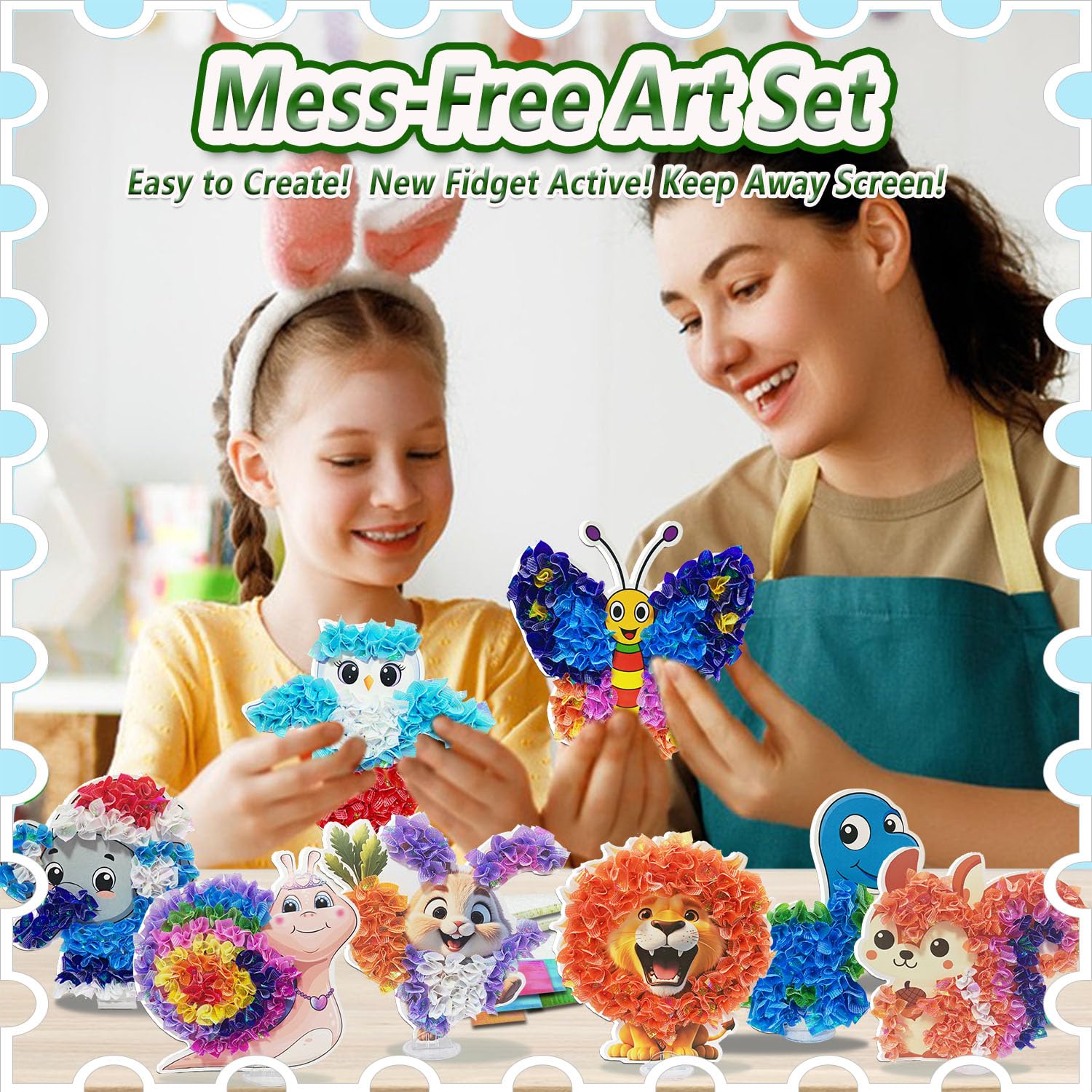 JRD&BS WINL Set di arte Poke-in per bambini dai 4 agli 8 anni in su, gioco creativo fai da te, senza pasticcio, regalo perfetto per ragazzi e ragazze, giocattolo educativo 3-12 anni (animali paesaggi)