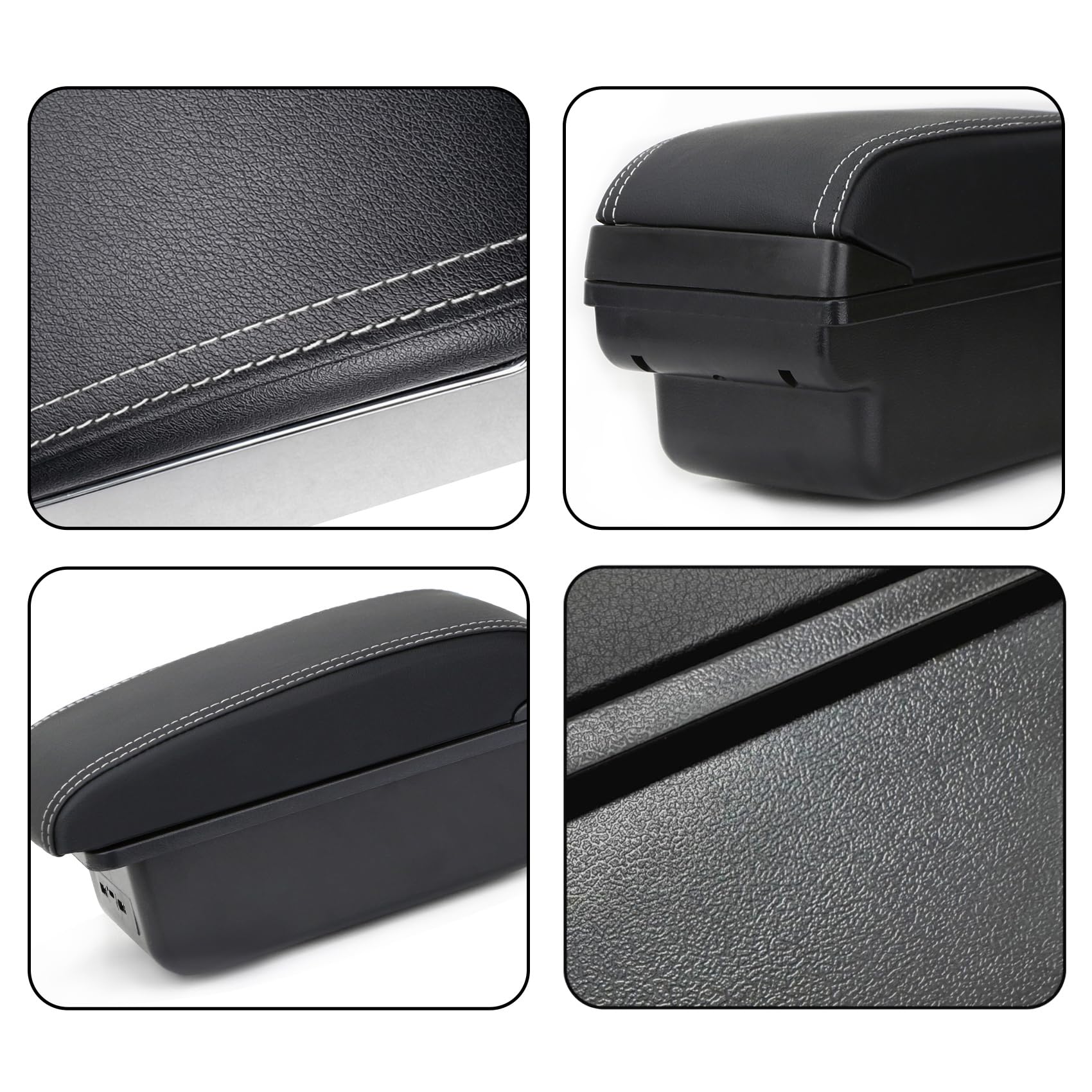 YJYWZH Bracciolo Centrale per Fiat Punto (2012–2018) con Porta USB-C Doppio Vano Portaoggetti, Coperchio Scorrevole, Design Integrato