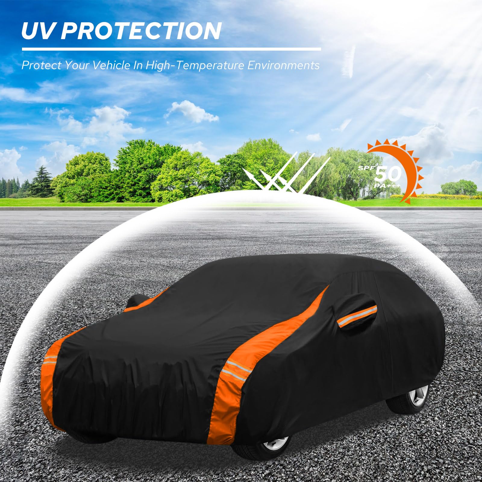 YoYolaur 10-Layer for Dodge Challenger Car Cover Waterproof All Weather for Automobiles Outdoor Full Exterior Covers Soft Cotton — view 5