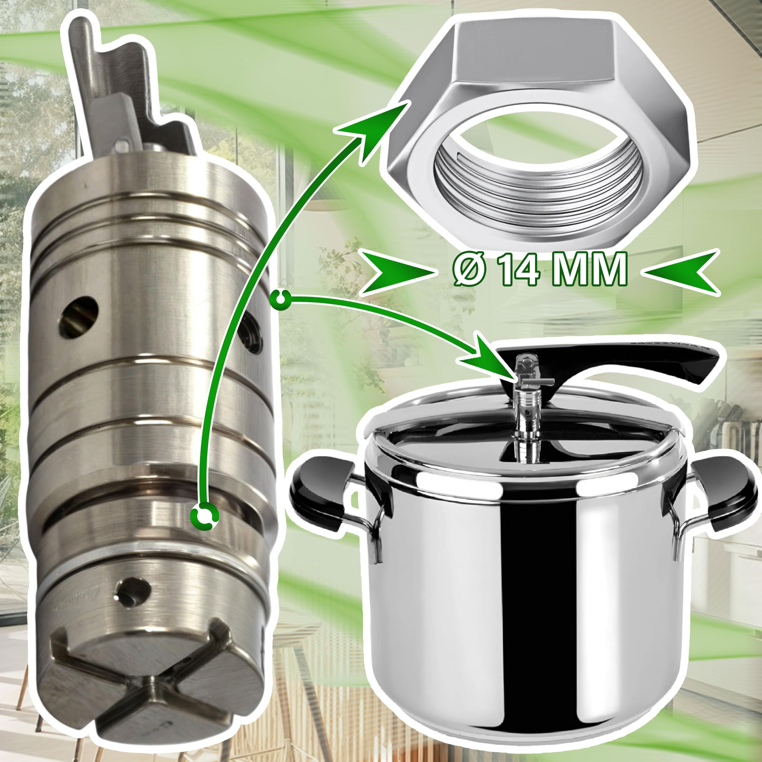 ONIX TECH Valvola Pentola a Pressione Ø 14 mm con Codice Originale 090.002.0800.00 090002080000 per Lagostina in Acciaio Inox - Garanzia di 5 Anni