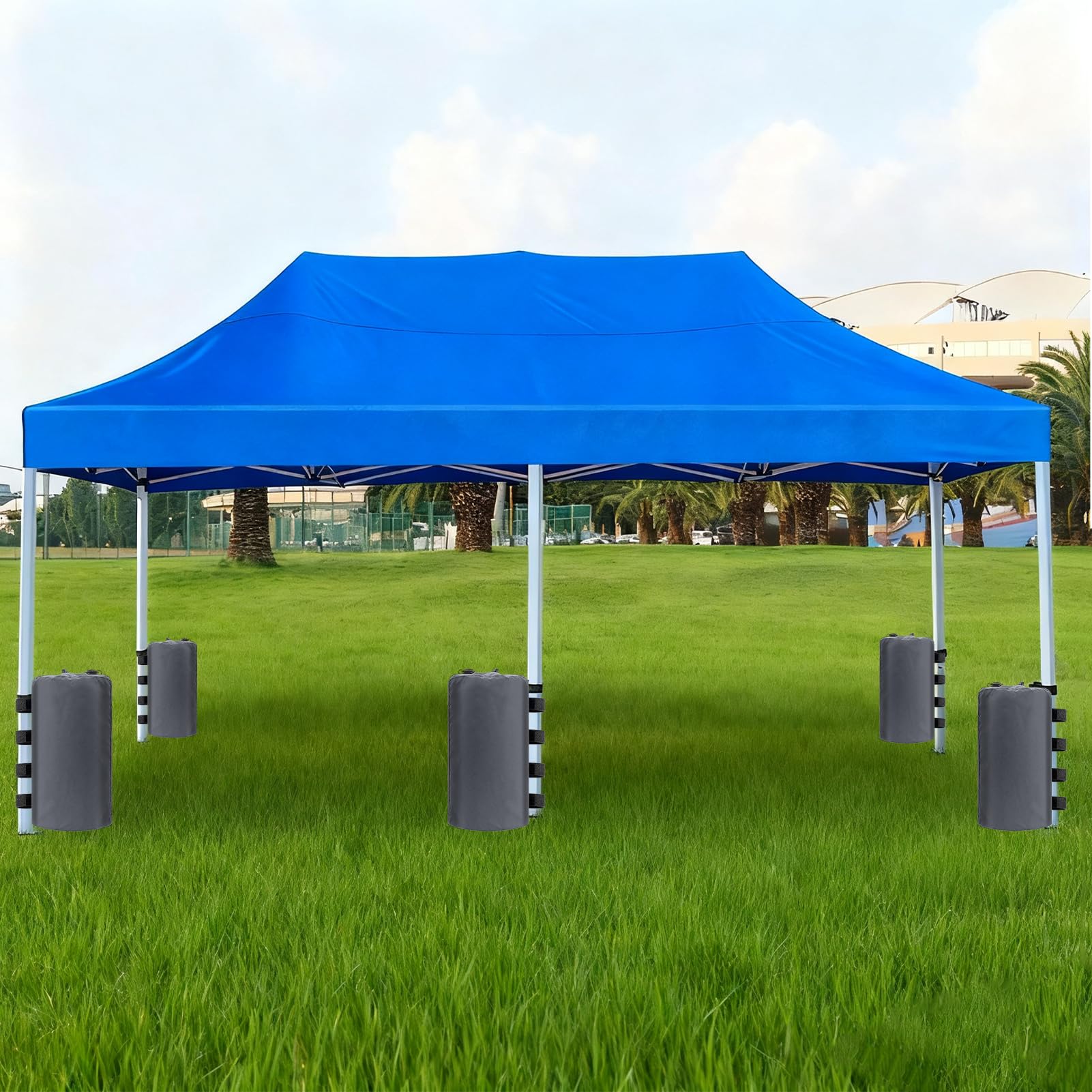 Juego de 4 bolsas de peso de agua de 10 litros, con soporte, bolsas de arena, patas para carpa o cenador, rellenables con agua, para exteriores, carpas de jardín, color gris