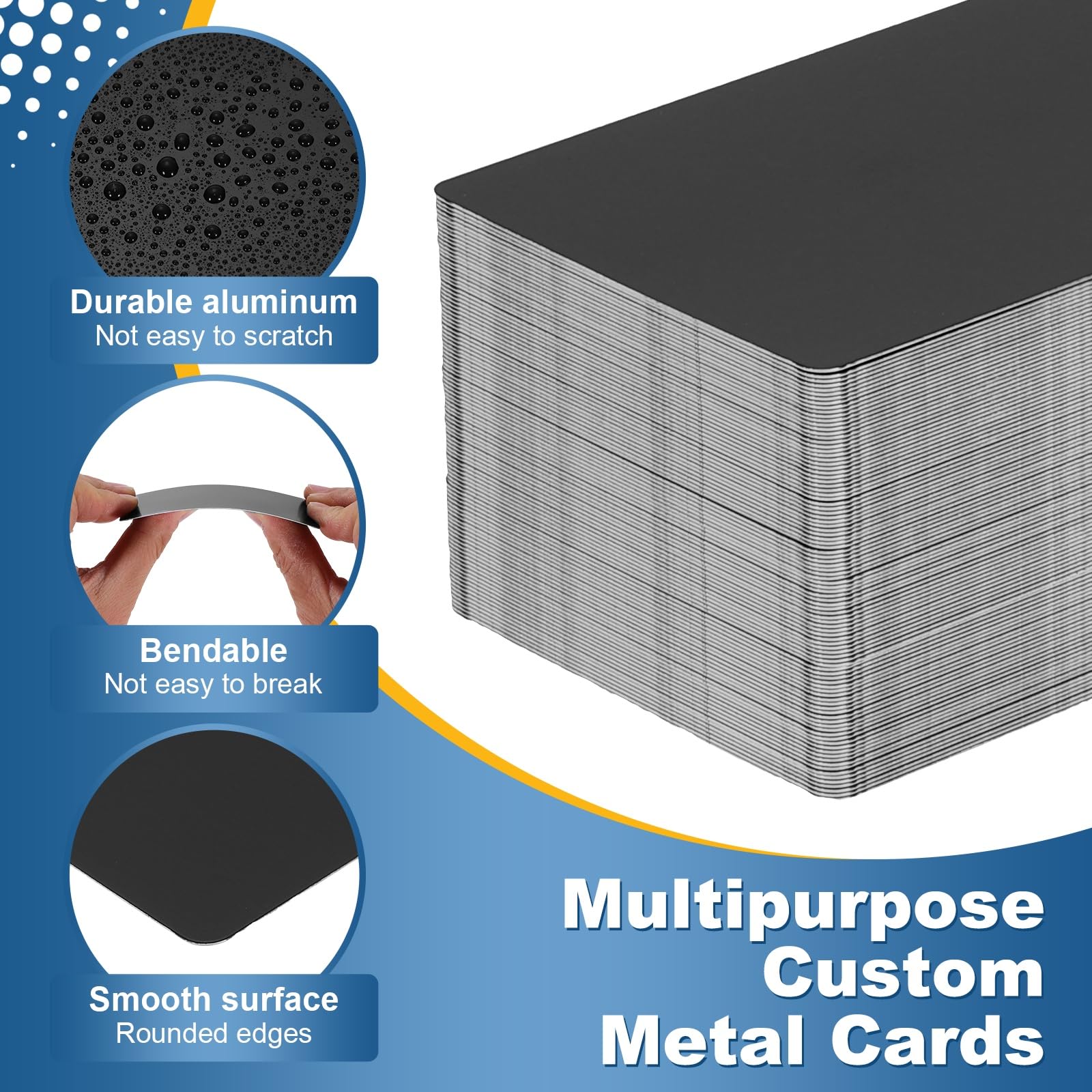 QUARKZMAN 200pcs Cartes De Visite Métalliques paisseur 0mm Noir Mat